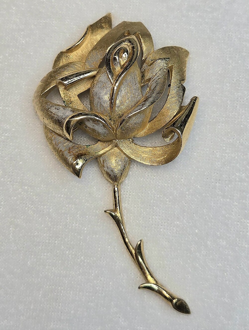 RARE Vintage 50s Crown Trifari Rose Flower Brooch / Pin